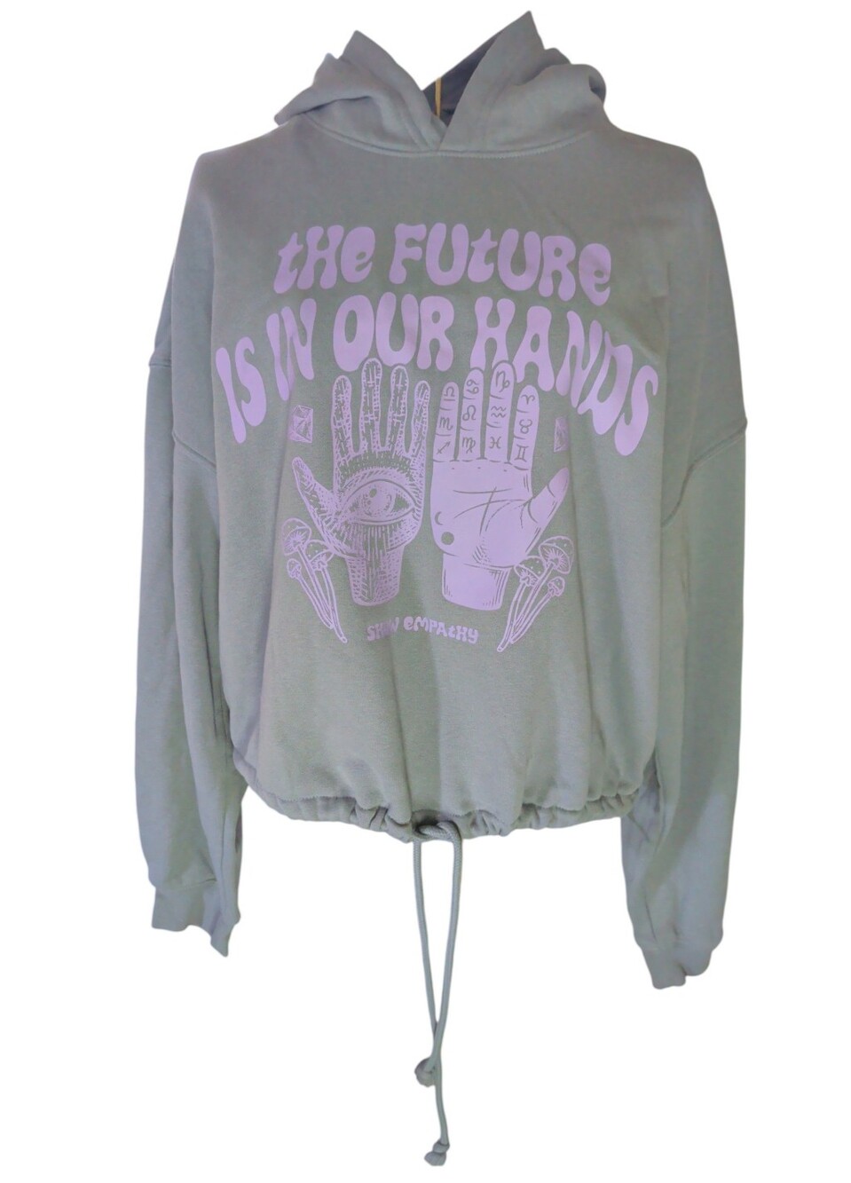 H&M Divided "The Future Is In Our Hands" Graphic Cropped Hoodie - Size Medium
